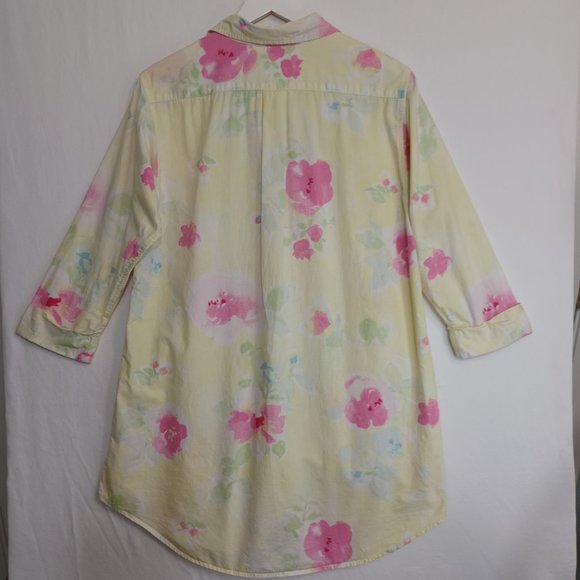 Lauren Ralph Lauren Pastel Cotton Sleep Shirt Size Medium - Picture 3 of 8